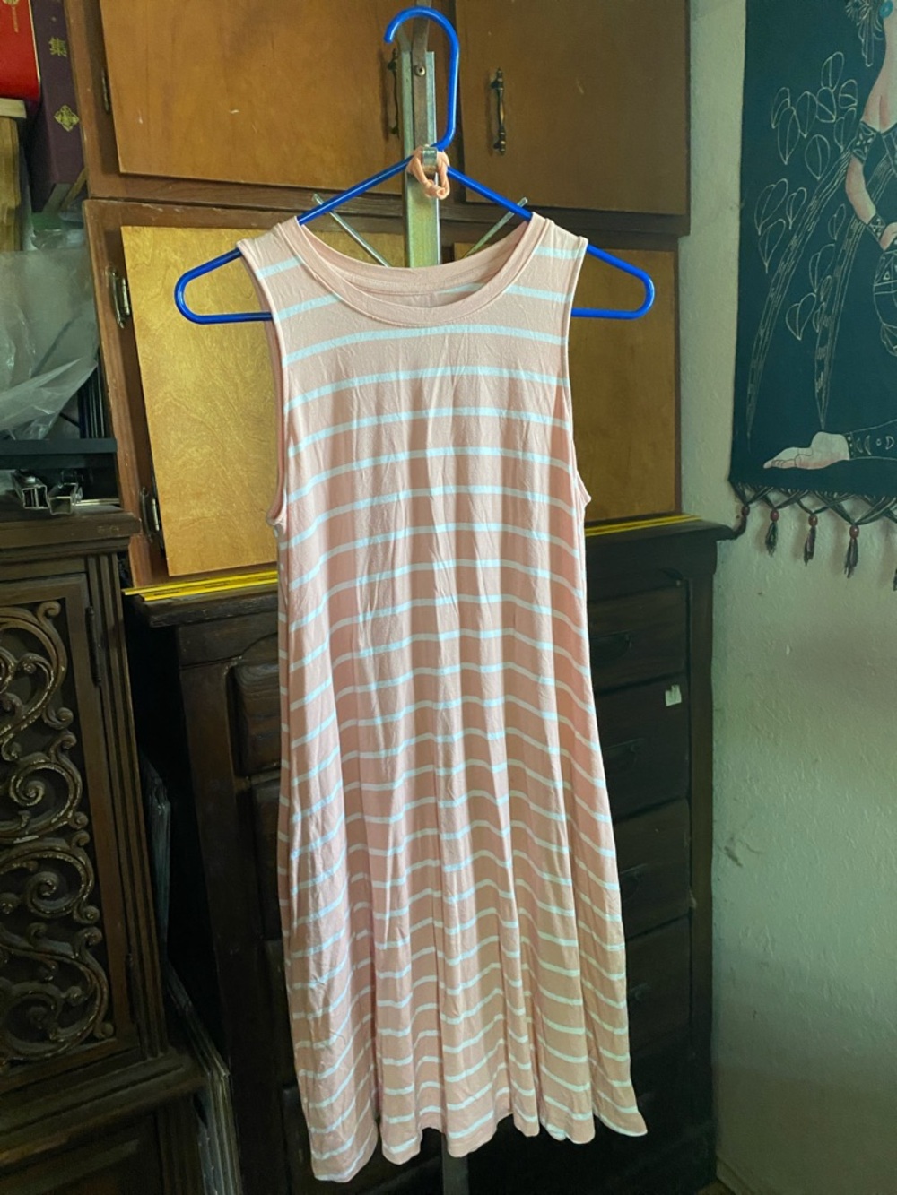 Time and Tru Blush Pink and White Striped Tee